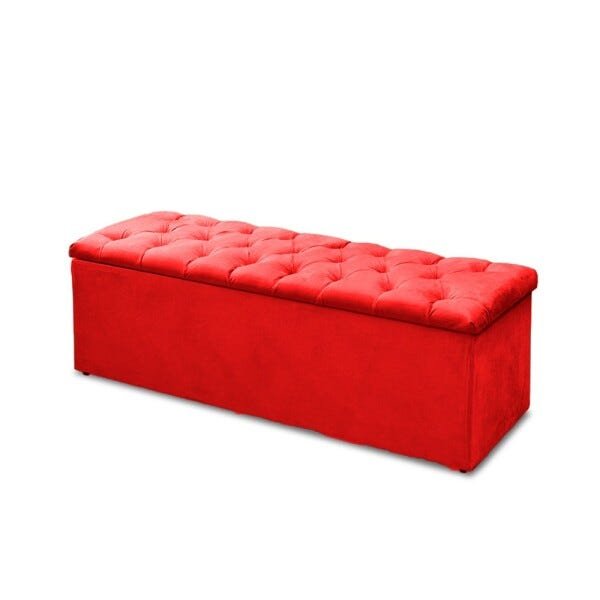 Calçadeira Recamier Baú Casal Queen 160cm Sofia Suede Vermelho - 1