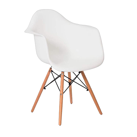 Kit 2 Cadeiras Charles Eames Eiffel com Braço Branco Polipropileno Cozinha Sala de Estar Jantar Mesa