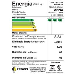 Ventilador de Mesa Arno ve70 X-treme 40cm 7 Pás Preto e Azul 127v - 4