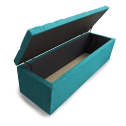 Cabeceira Mais Calçadeira Baú Casal Queen 160cm Para Cama Box Sofia Suede Azul Turquesa - DS Mó - 5