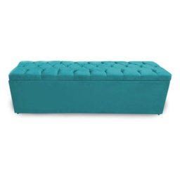 Cabeceira Mais Calçadeira Baú Casal Queen 160cm Para Cama Box Sofia Suede Azul Turquesa - DS Mó - 7