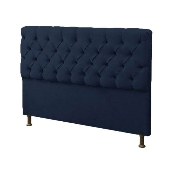 Cabeceira Mais Calçadeira Baú Casal Queen 160cm Para Cama Box Sofia Suede Azul Marinho - DS Mó - 2