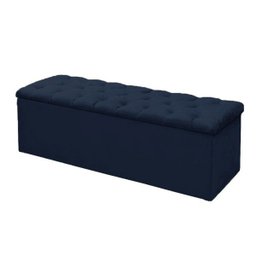 Cabeceira Mais Calçadeira Baú Casal Queen 160cm Para Cama Box Sofia Suede Azul Marinho - DS Mó - 4