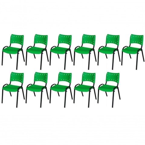 Cadeira Iso Base Preto , Escritório Verde Kit 11 Un