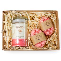 Kit Presente Vela Aromática e Sabonetes - Harmonia Romã Ramim Aromas Presente Bem-estar - 4