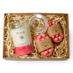 Kit Presente Vela Aromática e Sabonetes - Harmonia Romã Ramim Aromas Presente Bem-estar - 1