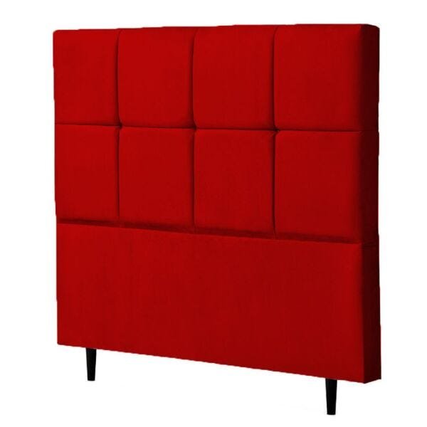 Cabeceira Solteiro Roma 90cm Para Cama Box Suede Vermelho - DS Móveis - 1