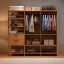 Ver imagem 4 de Guarda Roupa Closet 2,19 m X 2,20 m com 2 Gavetas e Cabideiros 100% MDF Dalla Costa Cor:Freijó