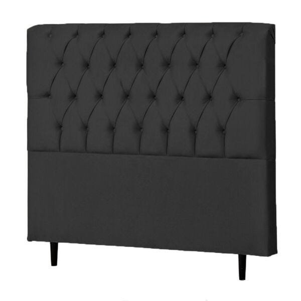 Cabeceira Solteiro Veneza 90cm Para Cama Box Suede Preto - DS Móveis - 1