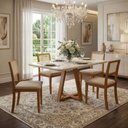 Ver imagem 2 de Mesa de Jantar 120x90 4 Lugares Madeira Maciça Tampo Mdfvidro Offwhite