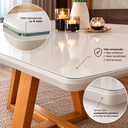 Ver imagem 5 de Mesa de Jantar 120x90 4 Lugares Madeira Maciça Tampo Mdfvidro Offwhite