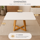Ver imagem 7 de Mesa de Jantar 120x90 4 Lugares Madeira Maciça Tampo Mdfvidro Offwhite