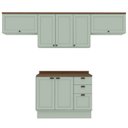 Ver imagem 3 de Cozinha Modulada 4 Peças 100% MDF Americana com Tampo e Rodapé Iluminata Verde/Mint/Ébano