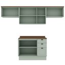 Ver imagem 5 de Cozinha Modulada 4 Peças 100% MDF Americana com Tampo e Rodapé Iluminata Verde/Mint/Ébano