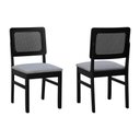 Ver imagem 1 de Kit 2 Cadeiras Madeira Maciça Lyon Encosto Telinha - Preto Assento Estofado Linho Cinza Mescla Imper
