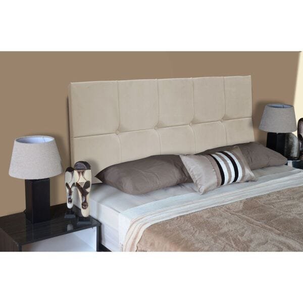 Painel Cabeceira De Casal Queen 160cm Para Cama Box Nina Suede Bege - DS Móveis - 2