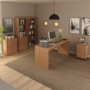 Ver imagem 2 de Kit Escritório Completo C Mesa 2 Estantes Balcão e Gaveteiro Cor:amêndoa