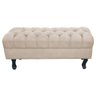 Puff Calçadeira Retrô 1,20 Metro Luis xv Capitonê Suede Bege - 1