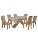 Ver imagem 2 de Mesa de Jantar Yasmin 180 Tampo com Vidro 6 Cadeiras Melissa Turim 07/Nat/Off/Serig. Off