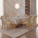 Ver imagem 1 de Mesa de Jantar Yasmin 180 Tampo com Vidro 6 Cadeiras Melissa Turim 07/Nat/Off/Serig. Off