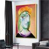 Quadro Decorativo Pablo Picasso Mulher Com Boina Vermelho Laranja:90x60 cm/DOURADA - 7