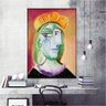 Quadro Decorativo Pablo Picasso Mulher Com Boina Vermelho Laranja:90x60 cm/DOURADA - 4