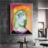 Quadro Decorativo Pablo Picasso Mulher Com Boina Vermelho Laranja:90x60 cm/DOURADA - 8