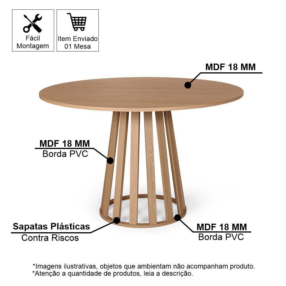 Mesa de Jantar Redonda 6 Lugares 120cm Tália Jade - Straub Web - 2