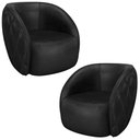 Ver imagem 1 de Kit 2 Poltronas Decorativa para Sala 90cm Tressê Zion M22 Sintético Preto - Mpozenato