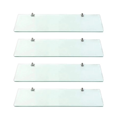 Kit 4 Prateleira Porta Shampoo para Banheiro Vogue Luxo Vidro Incolor