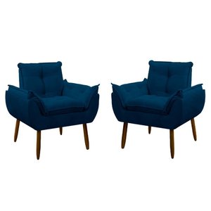 Kit 2 Poltrona Decorativa Sala de Estar Escritório Quarto Prime Cor: Azul Marinho