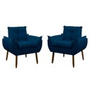 Ver imagem 1 de Kit 2 Poltrona Decorativa Sala de Estar Escritório Quarto Prime Cor: Azul Marinho