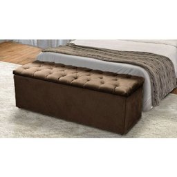 Calçadeira Recamier Baú Casal Queen 160cm Sofia Suede Marrom - 2