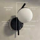 Ver imagem 3 de Luminaria de Parede Inclinada Moderno Interruptor com Globo Vidro Branco Fosco 12cm