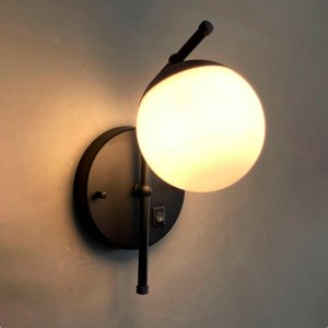 Arandela Luminaria de Parede Inclinada Moderno Interruptor com Vidro Globo 12cm Decoração Casa