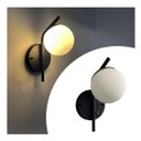 Ver imagem 2 de Luminaria de Parede Inclinada Moderno Interruptor com Globo Vidro Branco Fosco 12cm