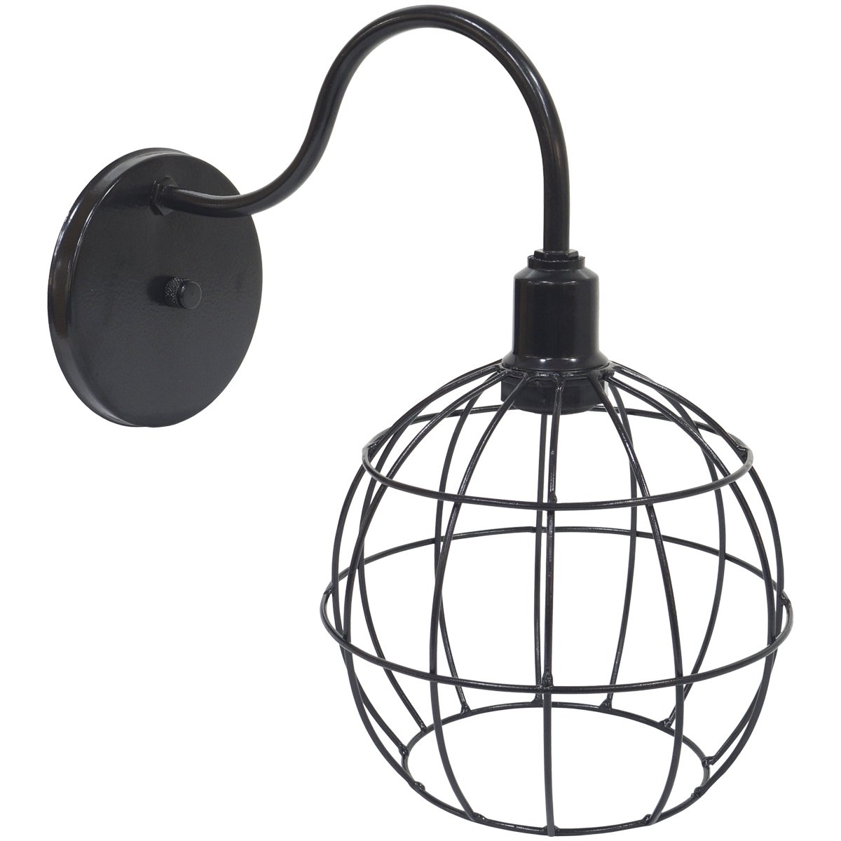 Luminária Arandela de Parede Aramada Globo Industrial Retro Vintage Agp Ilumini Preto