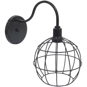 Luminária Arandela de Parede Aramada Globo Industrial Retro Vintage Agp Ilumini - Preto