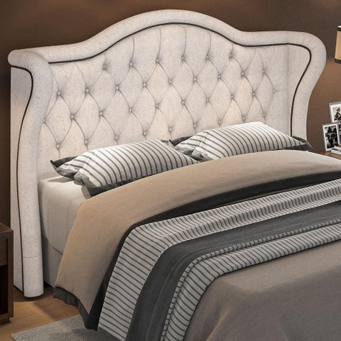 Cabeceira Cama Box Casal King 195 cm P05 Lisboa Linho Cru - Lyam Decor