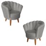 Kit 2 Poltronas Infantis Decorativa Sala de Estar Pétala Veludo Cinza - 1