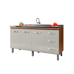 Balcão Para Pia De Cozinha Emily Com 3 Portas e 3 Gavetas Cor Off White Moblis 1401 - OFF WHITE - 1