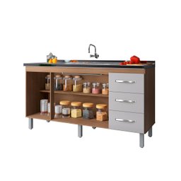 Balcão Para Pia De Cozinha Emily Com 3 Portas e 3 Gavetas Cor Off White Moblis 1401 - OFF WHITE - 3