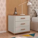 Ver imagem 1 de Mesa De Cabeceira Grande Com Gavetas Freijó Off White Maitê Fabrimóveis