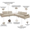 Ver imagem 5 de Sofá de Canto com Puff para Sala Living Modular 297x297cm Industrial Oslo L06 Couro Bege Areia -