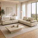 Ver imagem 3 de Sofá de Canto com Puff para Sala Living Modular 297x297cm Industrial Oslo L06 Couro Bege Areia -