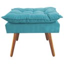 Ver imagem 5 de Kit 2 Poltronas Decorativa Isis Pés de Madeira Mais Puff Opala Suede Azul Turquesa - Ds