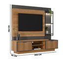 Ver imagem 4 de Estante Home Para TV 65 Polegadas Com Led Amêndoa Chumbo Belmont Linea Brasil
