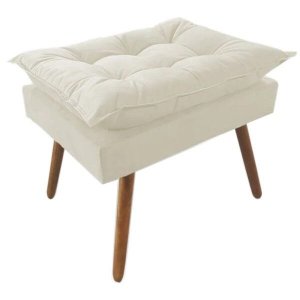 Puff Decorativo Opalla Pés Palito Suede Bege