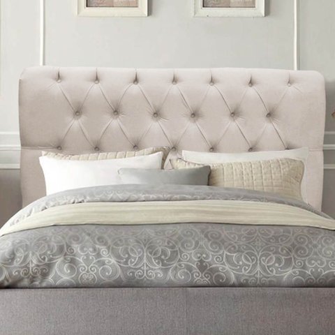 Cabeceira Estofada Cama Box King 195cm París Veludo Bege- Mabe Magazine