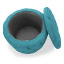 Ver imagem 5 de Puff Redondo Classico Capitonê Suede Azul Turquesa